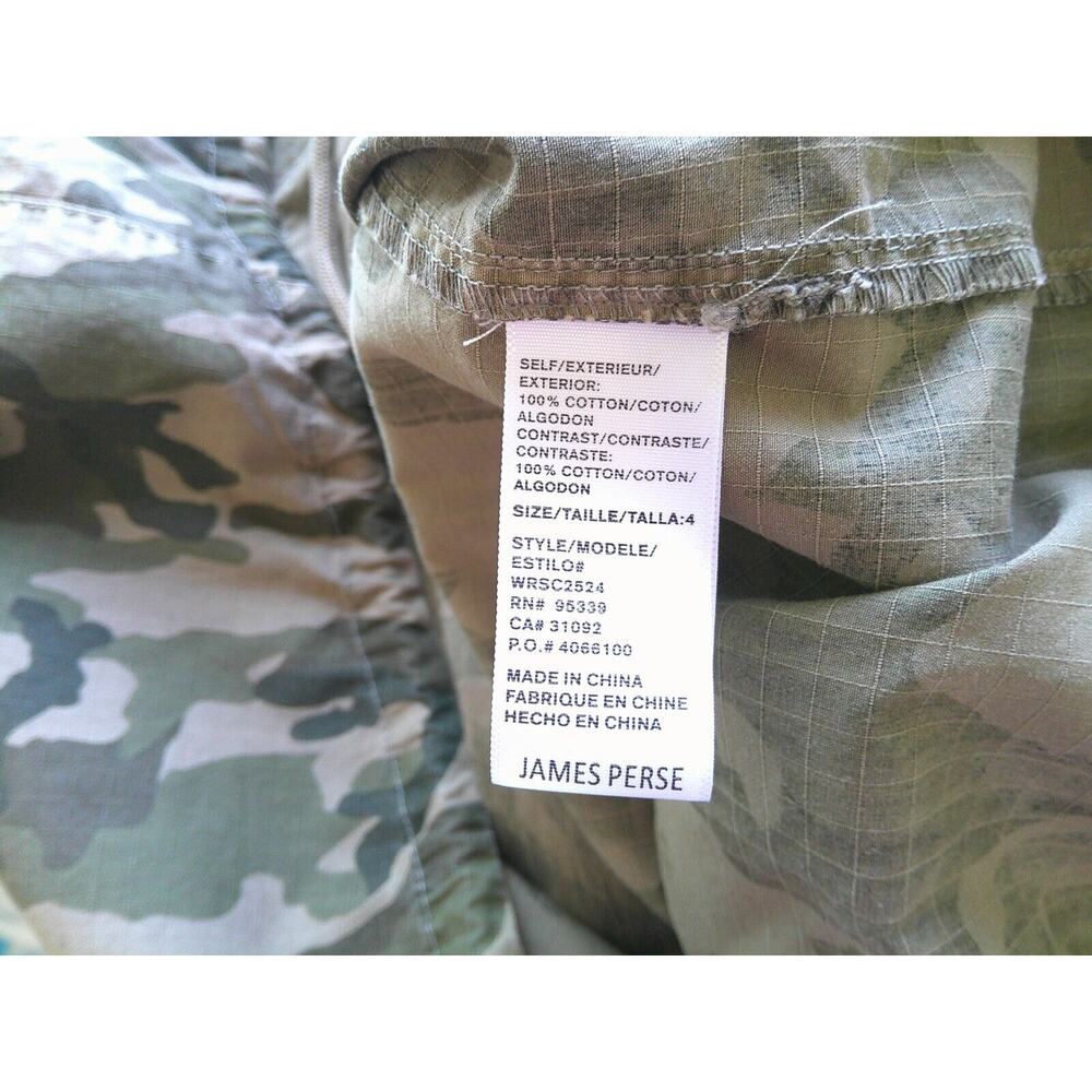 James Perse Army Green Tan Camo Print Zip Band Neck Long Sleeve Jacket 4 / XL - Picture 11 of 16